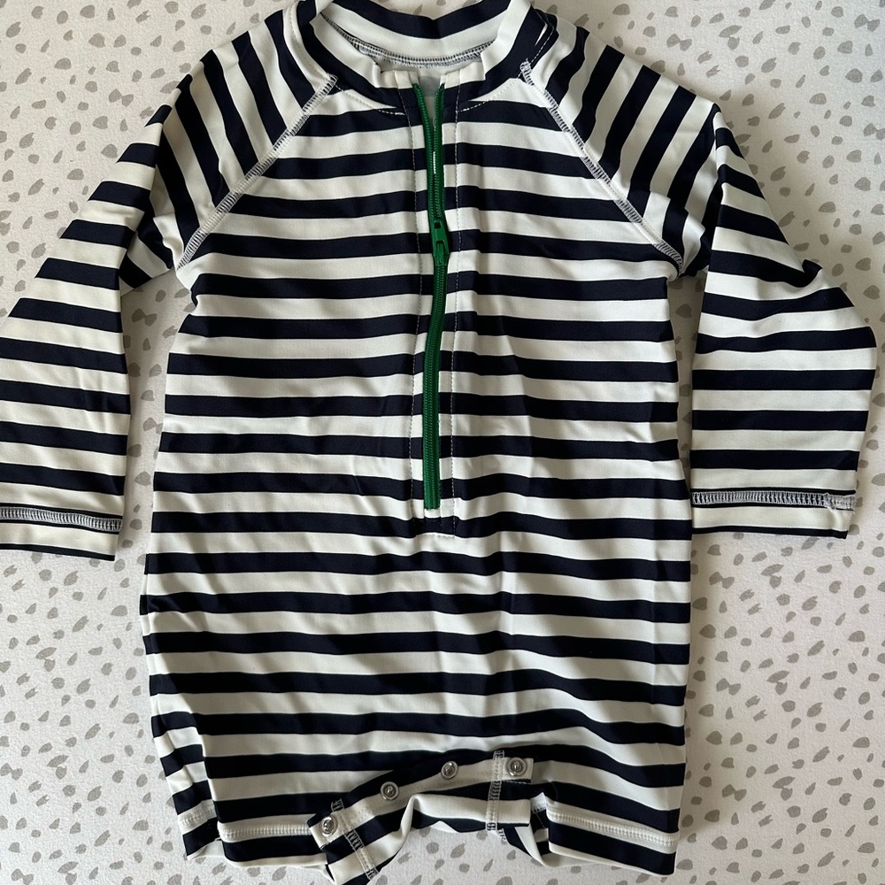 Primary Baby Boy one-piece rash guard in stripe For 6-12 Months